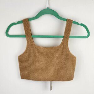 NWT Everlane Tan Wool Yak Blend Cropped Stretchy Ribbed Tank sz XXS